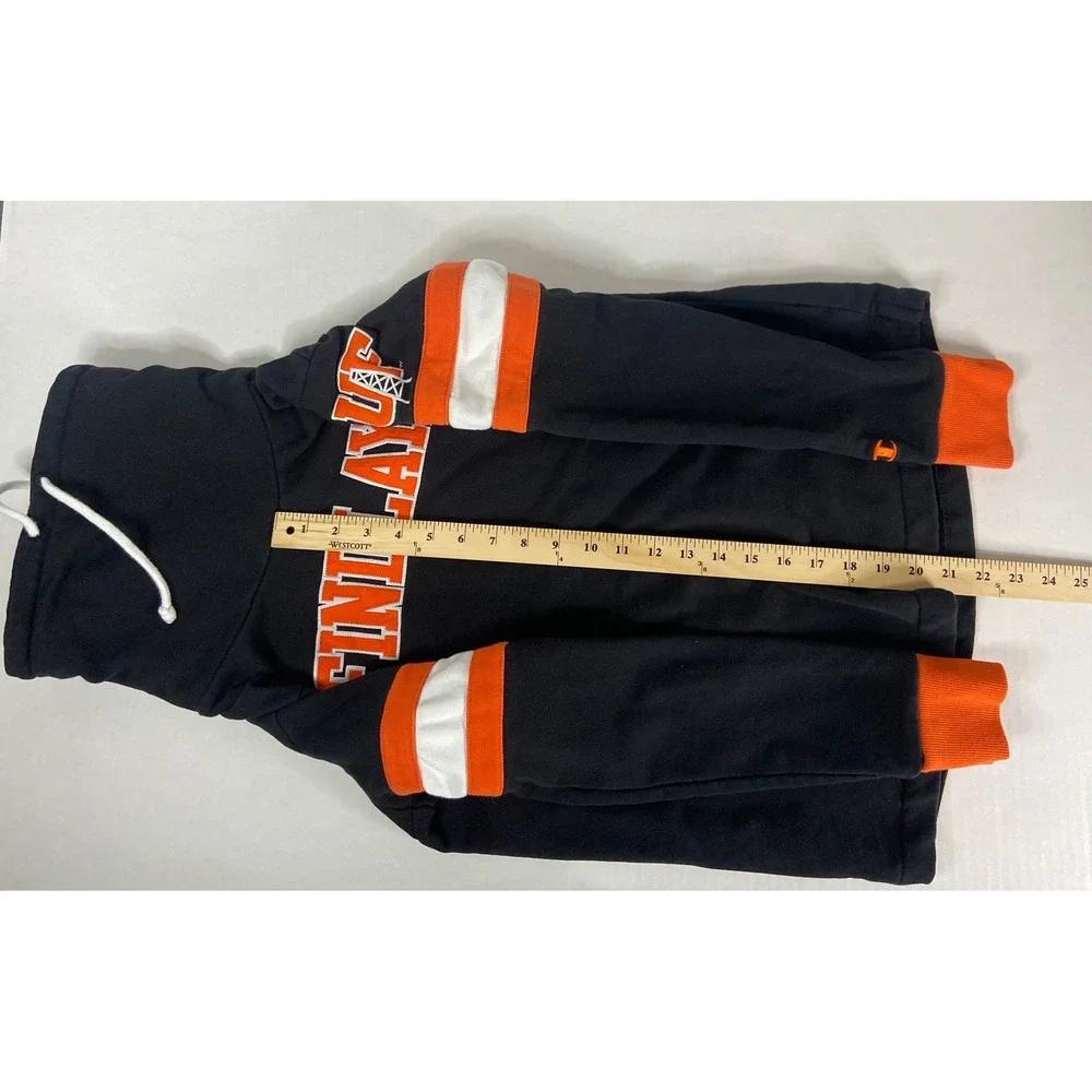 Champion‎ Finley Pullover Hoodie Black Orange White Stripe Size M